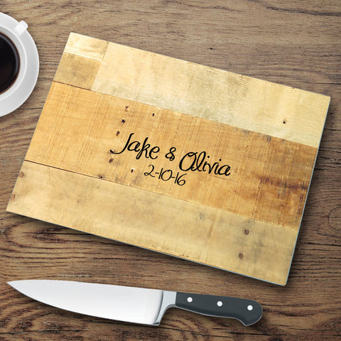Personalized Glass Cutting Boards - Wood Background - PersonalizationPop Test Store