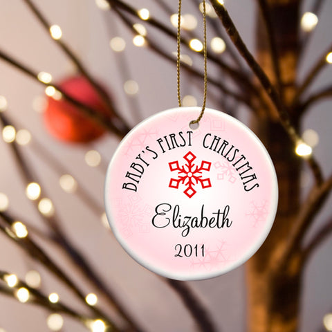 Baby Girl's First Christmas Ornament - Style 2 - PersonalizationPop Test Store