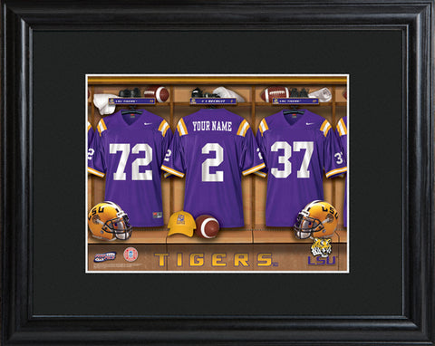 College Locker Room Print in Wood Frame - LSU
