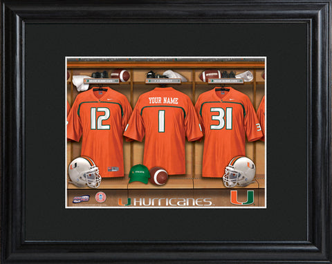 College Locker Room Print in Wood Frame - Miami
