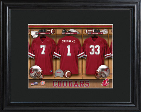 College Locker Room Print in Wood Frame - Washington State