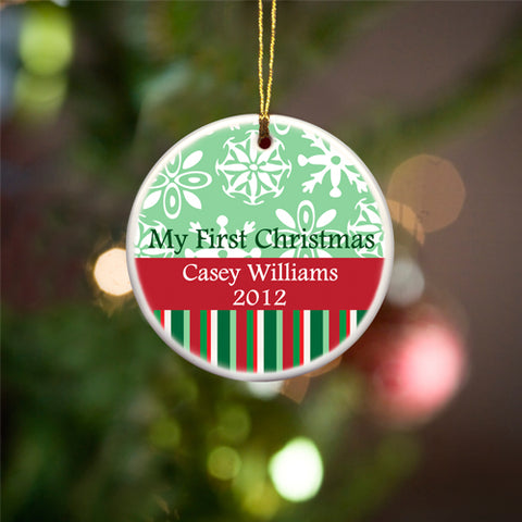My First Christmas Ceramic Ornament - Red/Green