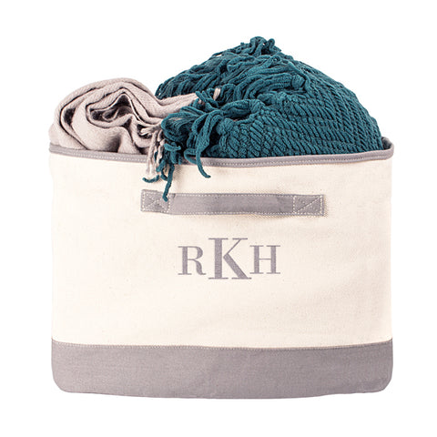 Personalized Square Grey Storage Bin
