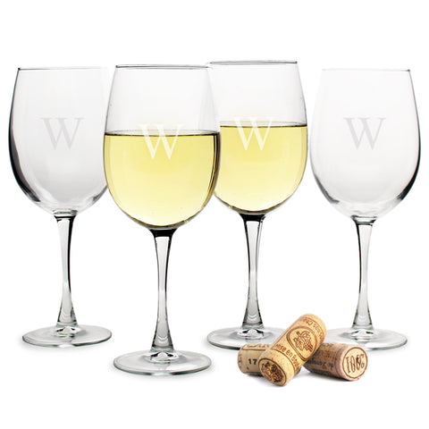 Personalized White 19 oz. Wine Glasses (Set of 4)