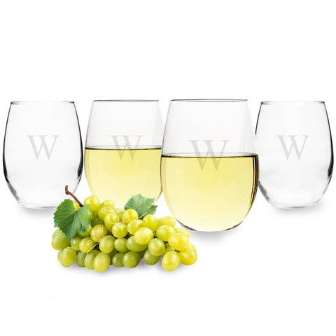 Personalized Stemless 21 oz. Wine Glasses (Set of 4)