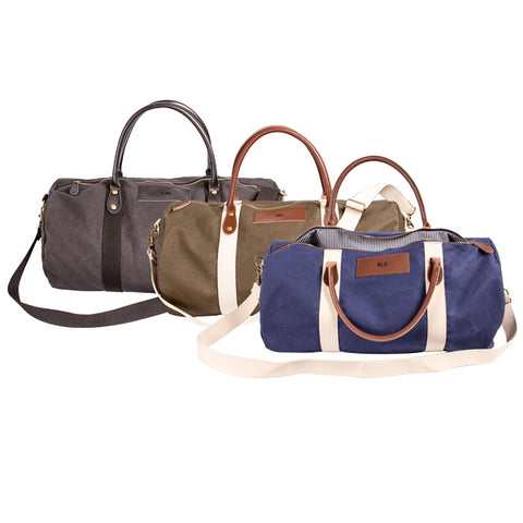 Personalized Black Canvas & Leather Duffle Bag - PersonalizationPop Test Store