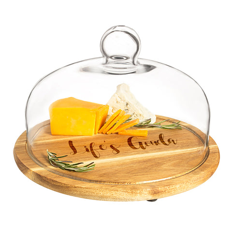 Personalized Acacia Wood Tray with Glass Dome - PersonalizationPop Test Store