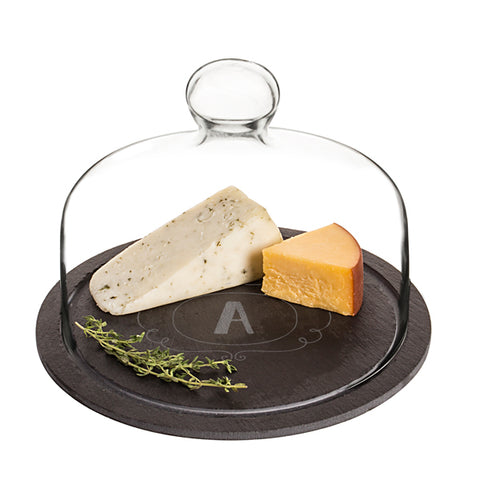 Personalized Slate Tray with Glass Dome