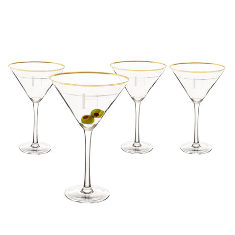 Personalized 10 oz. Gold Rim Martini Glass Set (Set of 4)