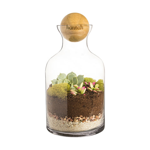 Personalized 56 oz. Glass Terrarium with Wood Ball - PersonalizationPop Test Store