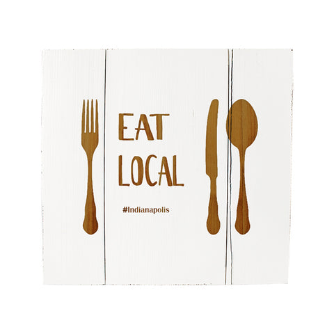 Personalized Eat Local White Rustic Wooden Wall Art - PersonalizationPop Test Store