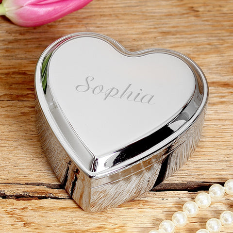 Personalized Silver Heart Keepsake Box