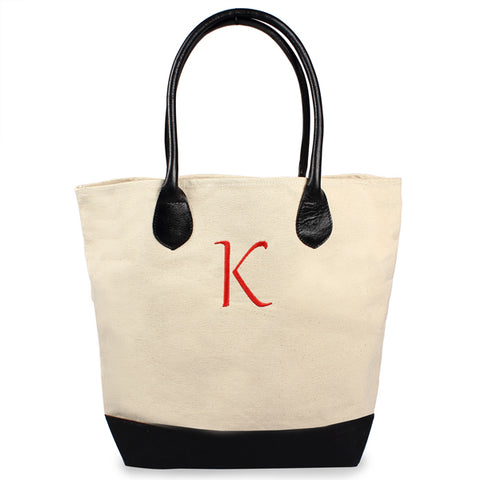 Personalized Canvas Tote Bag w/ Leather Straps - PersonalizationPop Test Store