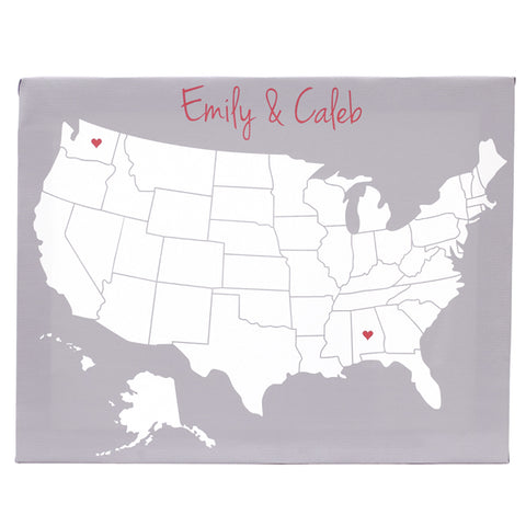 Personalized State of Love Gallery Wrapped Canvas