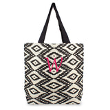Personalized Ikat Parchment Jute Tote Bag - PersonalizationPop Test Store