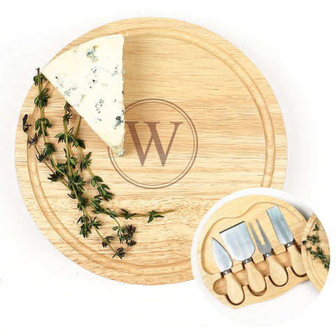 Personalized Gourmet 5pc. Cheese Board Set w/ Utensils - PersonalizationPop Test Store