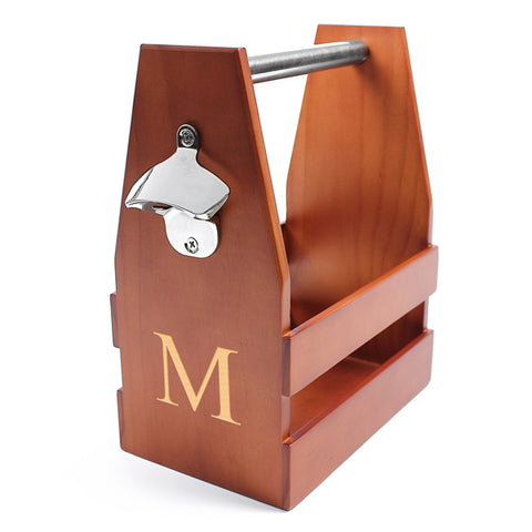 Personalized Wooden Craft Beer Carrier w/ Opener