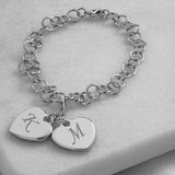 Personalized Double Heart Charm Bracelet - PersonalizationPop Test Store