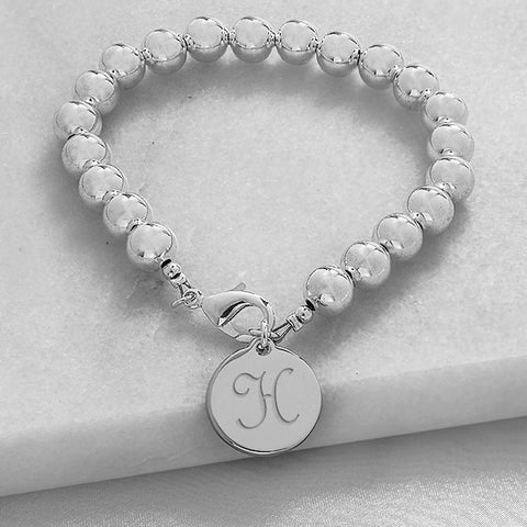 Personalized Silver Bead Bracelet