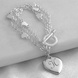 Personalized Triple Strand Heart Bracelet