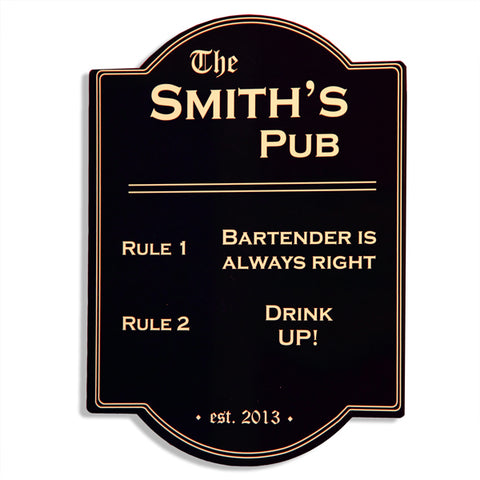 Pub Rules Bar Sign