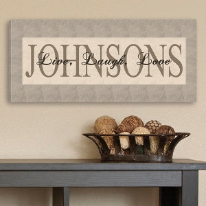 Grey Live, Laugh, Love Canvas Print