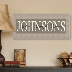 Bold Grey Live, Laugh, Love Canvas Print - PersonalizationPop Test Store