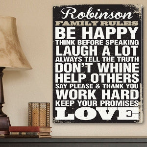 Antique Style Personalized Family Rules Canvas - PersonalizationPop Test Store