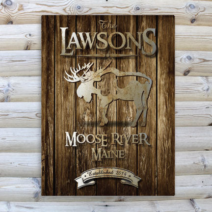 Rustic Wood Cabin Canvas Print - Moose