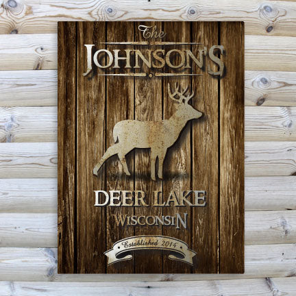 Rustic Wood Cabin Canvas Print - Stag