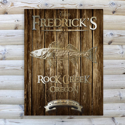 Rustic Wood Cabin Canvas Print - Walleye