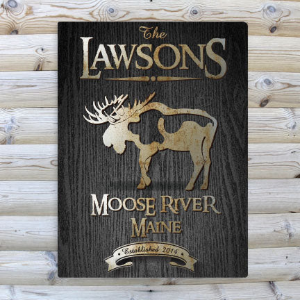 Black Wood-Grain Cabin Canvas Print - Moose - PersonalizationPop Test Store