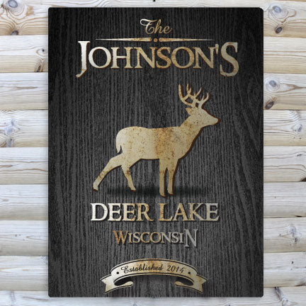 Black Wood-Grain Cabin Canvas Print - Stag - PersonalizationPop Test Store