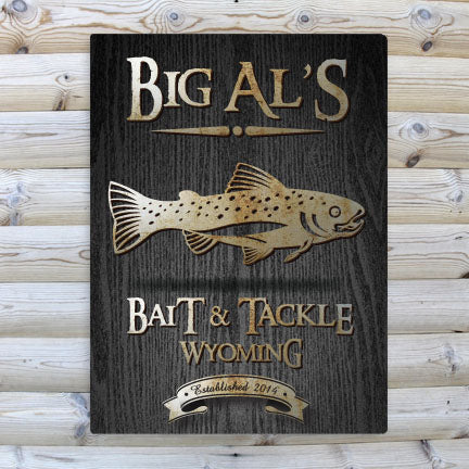 Black Wood-Grain Cabin Canvas Print - Trout - PersonalizationPop Test Store