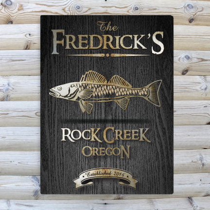 Black Wood-Grain Cabin Canvas Print - Walleye - PersonalizationPop Test Store