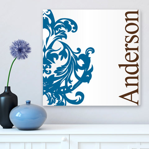 Blue Fleur-de-Lis Family Canvas Print - PersonalizationPop Test Store
