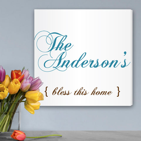Bless This Home Personalized Canvas Print - PersonalizationPop Test Store