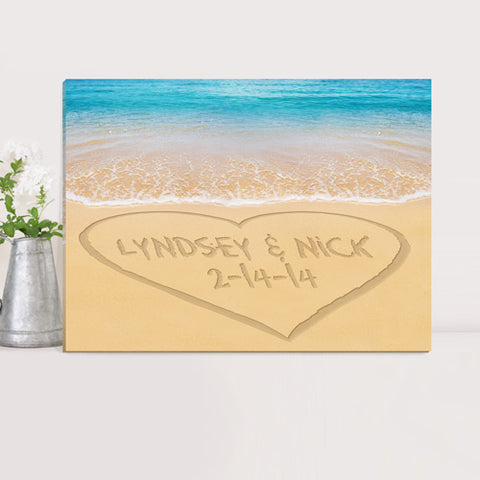 Couples Canvas Print - Caribbean Sea with Heart