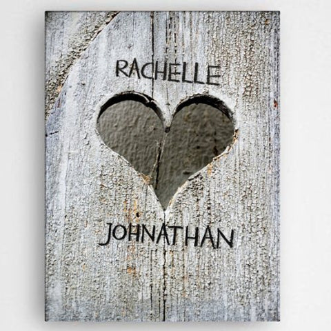Personalized Hand Carved Heart Canvas - PersonalizationPop Test Store