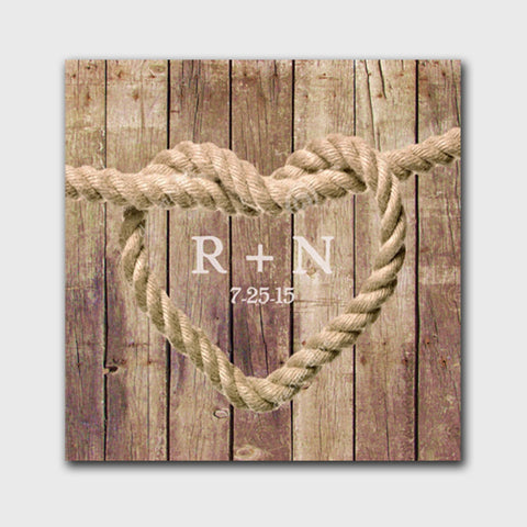Personalized Knot Canvas Sign - Brown Wood Background Design - PersonalizationPop Test Store