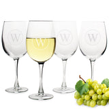 Personalized Circle Initial White Wine Glasses (Set of 4) - PersonalizationPop Test Store