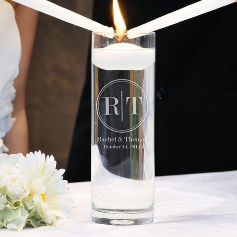 Circle Monogram Floating Unity Candle - PersonalizationPop Test Store