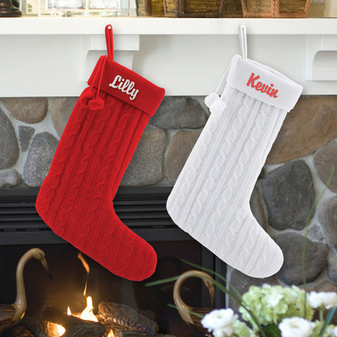 Cable Knit Christmas Stocking - PersonalizationPop Test Store