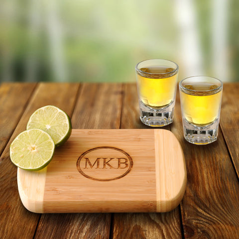 Bamboo Bar Board w/ two Distinction Shots - PersonalizationPop Test Store