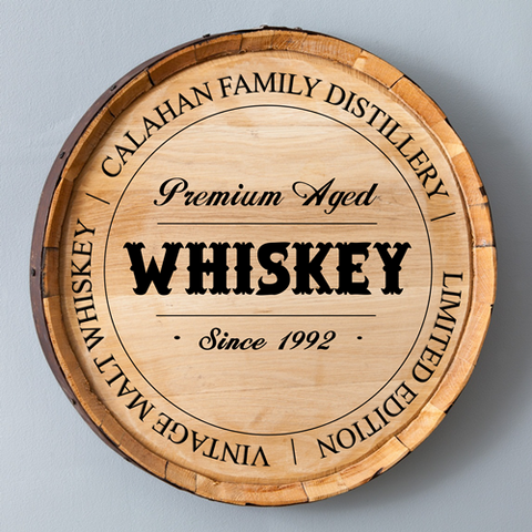 Whiskey Barrel Sign - Family Distillery - PersonalizationPop Test Store