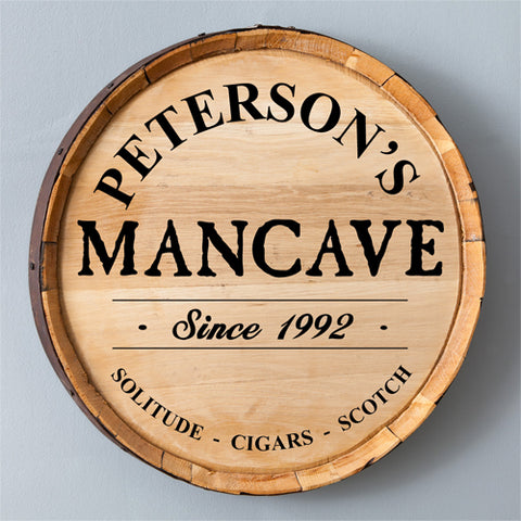 Whiskey Barrel Sign - Man Cave