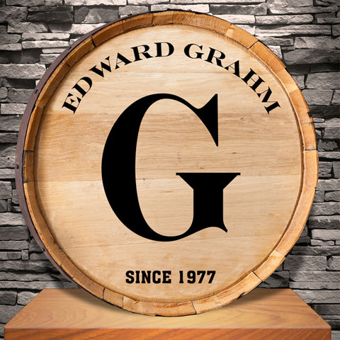 Whiskey Barrel Sign - Initial