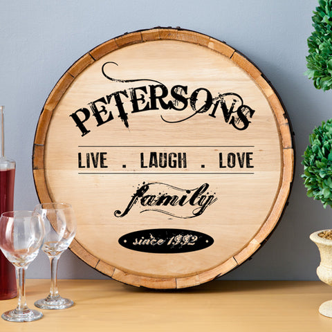 Wine Barrel Sign - Live Laugh Love