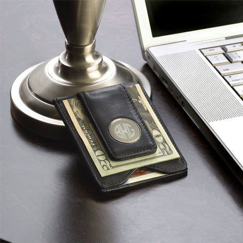 Leather Wallet and Money Clip - Black