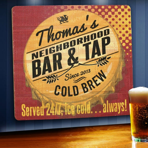 Wood Tavern and Bar Sign - Served 24/7